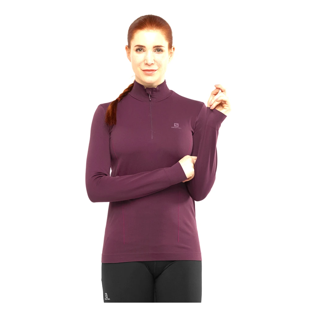 Salomon Comet Seamless Half Zip Femme Prune 2 Salomon Comet Seamless Half Zip Femme Prune – Image 2
