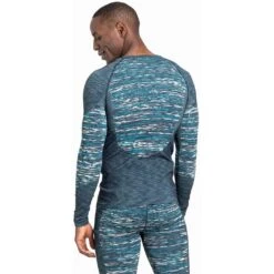 Odlo Base Layer Top Crew Neck Long Sleeve Blackcomb Eco Homme Bleu -Tenue Active main 188562 20836 Model Back Crop 1 18ab