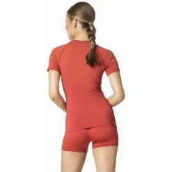 Odlo T-Shirt Manches Courtes Performance Light E Femme Rouge -Tenue Active main 188791 30837 Model Back Crop 1 e56a