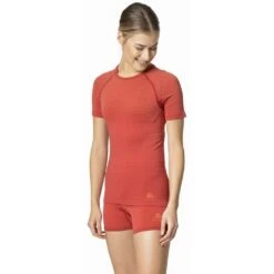 Odlo T-Shirt Manches Courtes Performance Light E Femme Rouge -Tenue Active main 188791 30837 Model Front Crop 1 552e