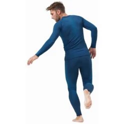 Odlo Base Layer Top Crew Neck Long Sleeve Performance Warm Eco Homme Bleu -Tenue Active main 196192 20878 Model Back FullBody 1 d780
