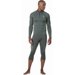 Odlo Base Layer Top Turtle Neck Long Sleeve Half Zip Performance Warm Eco Homme Vert -Tenue Active main 196222 10826 Model Front FullBody 1 b77c
