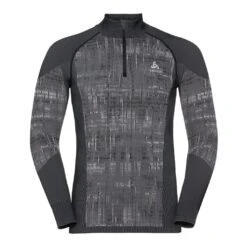 Odlo Base Layer Top Turtle Neck Long Sleeves Half Zip Blackcomb Homme Gris