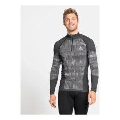 Odlo Base Layer Top Turtle Neck Long Sleeves Half Zip Blackcomb Homme Gris -Tenue Active main 294607 185896 3 19e9