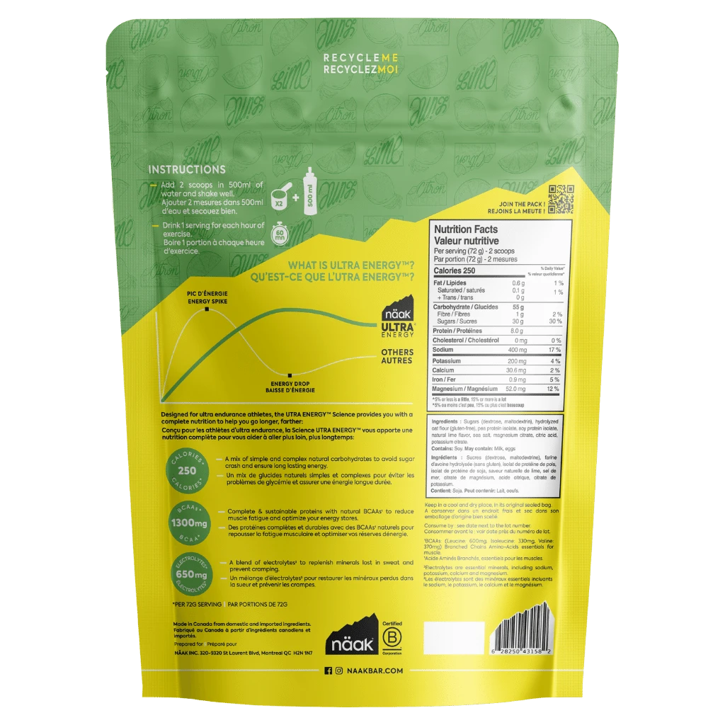Naak Mélange Pour Boisson Ultra Energy (720g) - Citron Vert 2 Naak Mélange Pour Boisson Ultra Energy (720g) - Citron Vert – Image 2