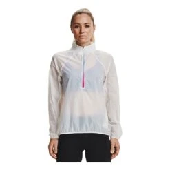 Under Armour Impasse Flow 1/2 Zip Femme Blanc -Tenue Active main 302120 191451 5 2aa6
