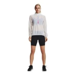 Under Armour Impasse Flow 1/2 Zip Femme Blanc -Tenue Active main 302120 191452 6 1828