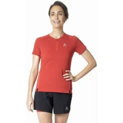 Odlo T-Shirt Manches Courtes 1.2 Zip Axalp Trail Femme -Tenue Active main 313901 30837 Model Front Crop 1 65f2