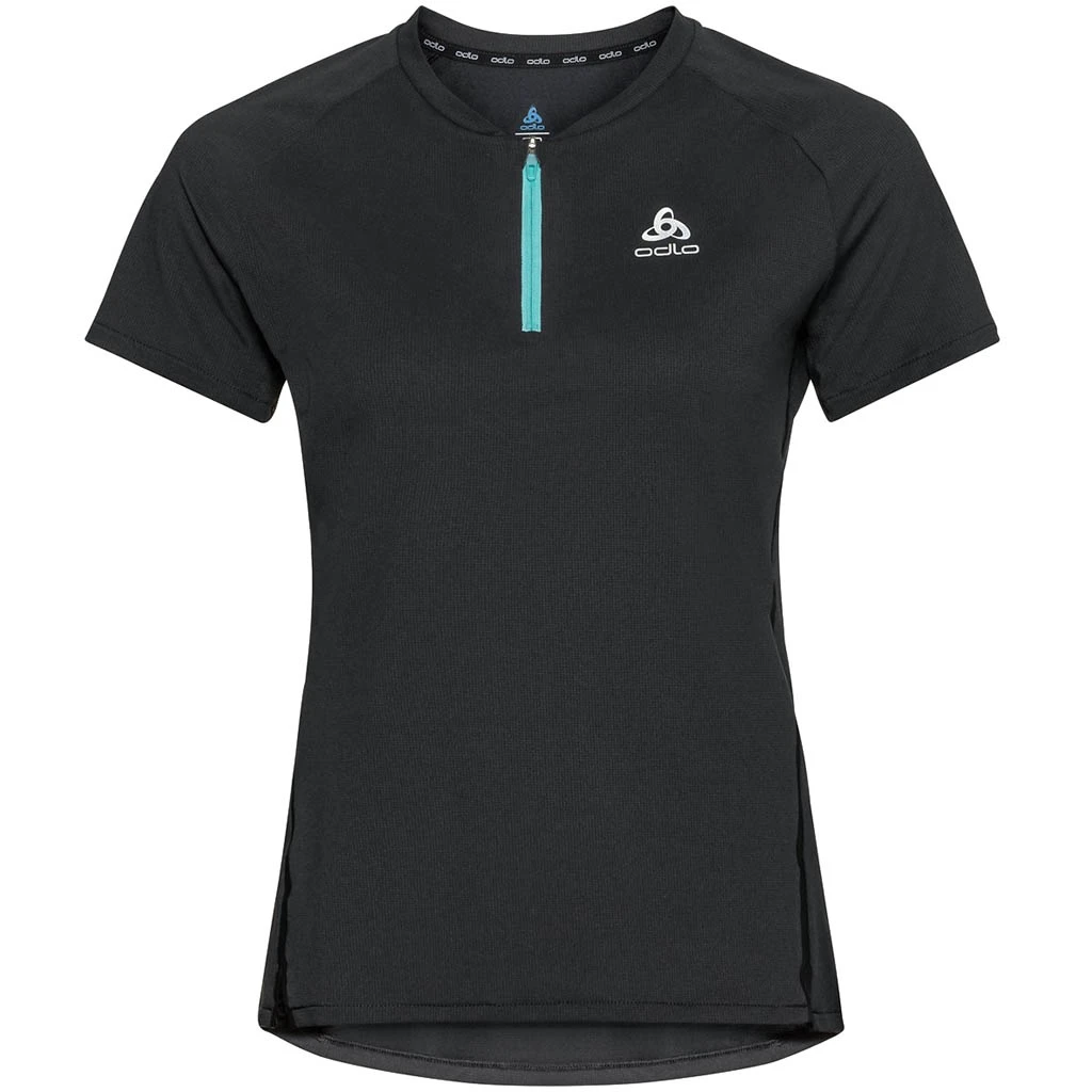 Odlo T-Shirt Crew Neck Short Sleeve 1/2 Zip Axalp Trail Femme Noir 1 Odlo T-Shirt Crew Neck Short Sleeve 1/2 Zip Axalp Trail Femme Noir