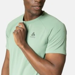 Odlo T-Shirt Manches Courtes 1.2 Zip Axalp Trail Homme Vert -Tenue Active main 313902 40414 Model Detail Crop 1 26ff