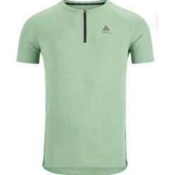 Odlo T-Shirt Manches Courtes 1.2 Zip Axalp Trail Homme Vert