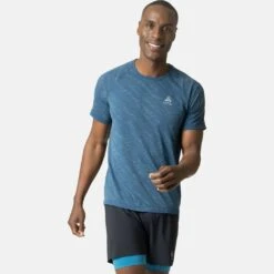Odlo T-Shirt Manches Courtes Zeroweight Ceramic Homme Bleu -Tenue Active main 313972 20875 Model Front Crop 1 c5fb