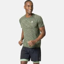 Odlo T-Shirt Manches Courtes Zeroweight Ceramic Homme Vert -Tenue Active main 313972 21039 Model Front Crop 1 f0a3