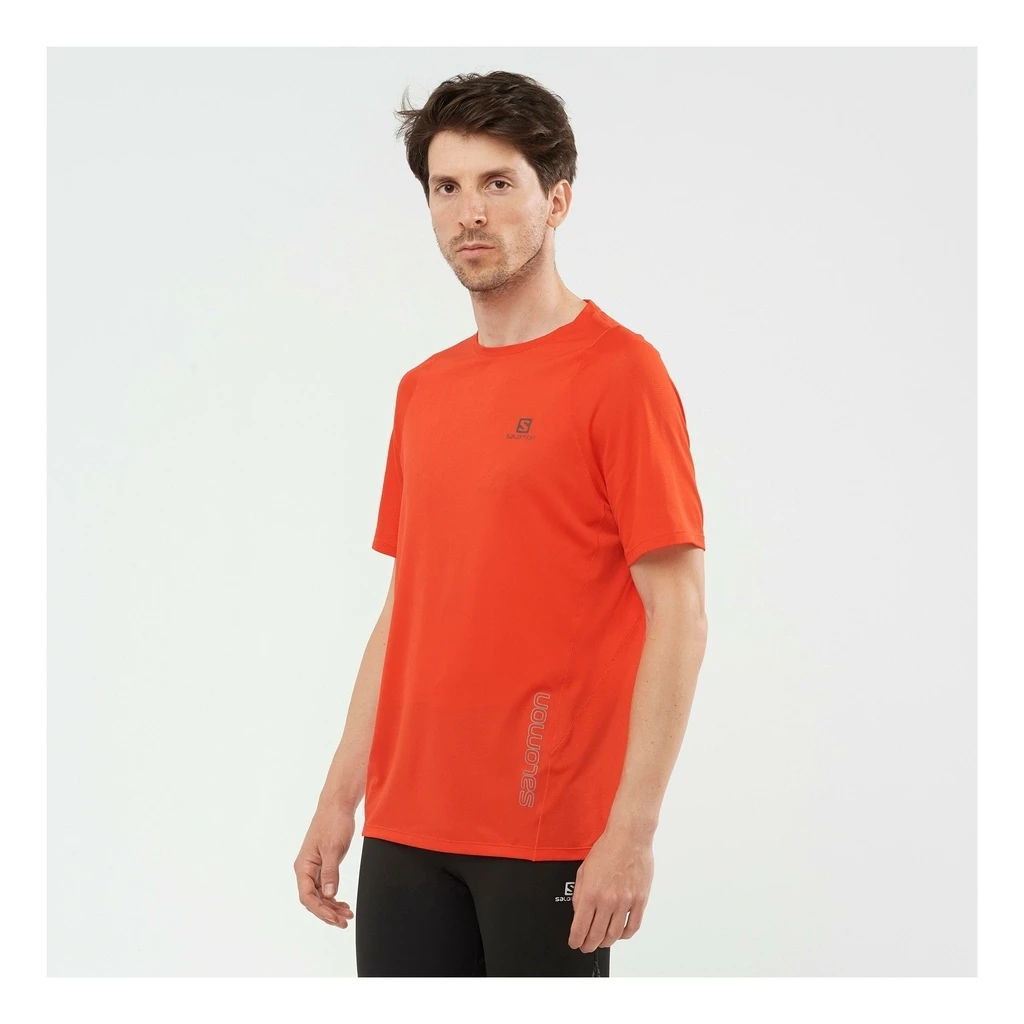 Salomon T-Shirt Sense Aero Short Sleeve Tee Homme Corail 1 Salomon T-Shirt Sense Aero Short Sleeve Tee Homme Corail