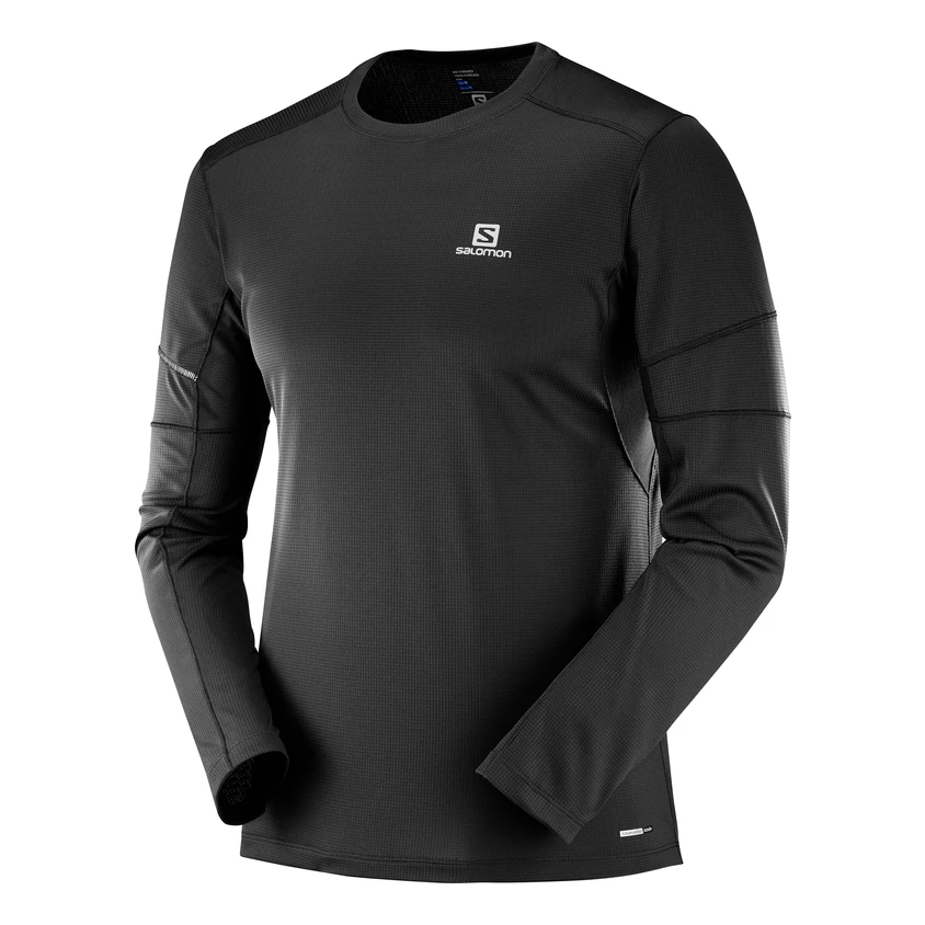 Salomon Agile Long Sleeve T-Shirt Homme Noir 1 Salomon Agile Long Sleeve T-Shirt Homme Noir