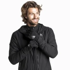 Odlo Gloves Element Warm Homme Noir -Tenue Active main 777680 15000 Model Front Crop 3104