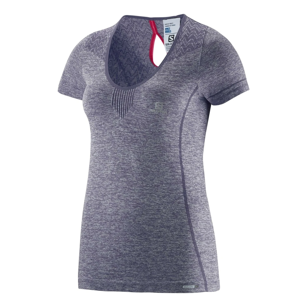 Salomon Elevate Seamless Short Sleeves Tee Femme Violet 1 Salomon Elevate Seamless Short Sleeves Tee Femme Violet