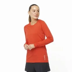 Salomon Sense Long Sleeve Tee Femme Rouge -Tenue Active main LC1878400 0 MOD senselstee fieryred run w.png.high res 3a8a