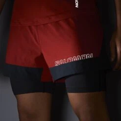 Salomon Cross 2In1 Homme Rouge -Tenue Active main LC2137200 4 MOD cross2in1shorts reddahlia reflective m 9231