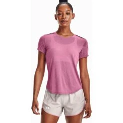 Under Armour Streaker Snowcloud Short Sleeve Femme Rose -Tenue Active main V5 1373497 669 FC fb5f