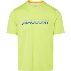 Saucony Stopwatch Graphic Short Sleeve Homme Jaune