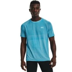 Under Armour Seamless Run Short Sleeve Homme Bleu -Tenue Active main ua vanish seamless run t shirt homme 6c25